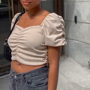 Cream tan crop top